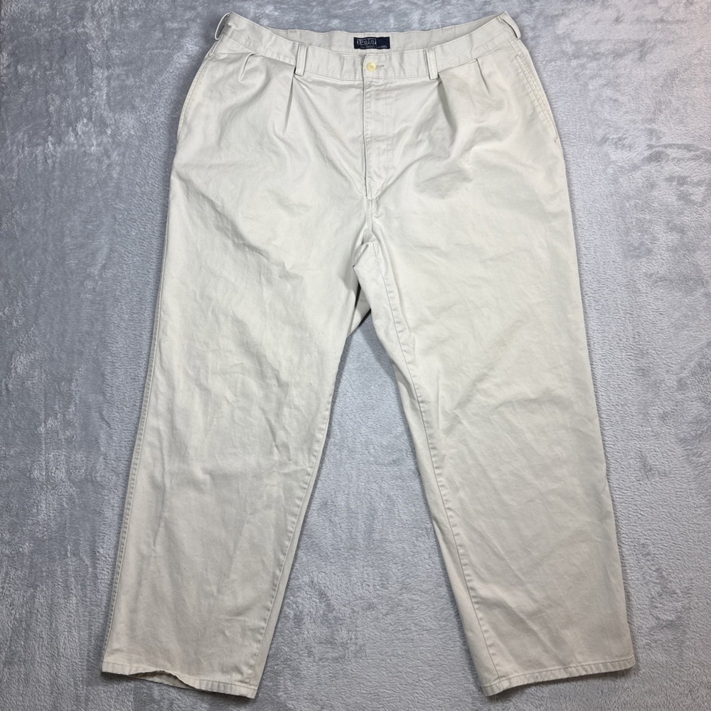 Polo Ralph Lauren Chino Pants Mens 40x30 Khaki Pleated Straight Leg Relaxed